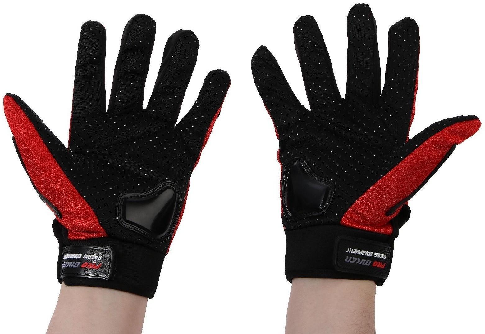 Перчатки мотоциклетные с защитными вставками, пара, размер L, красный