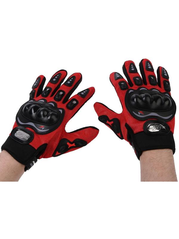 Перчатки мотоциклетные с защитными вставками, пара, размер L, красный