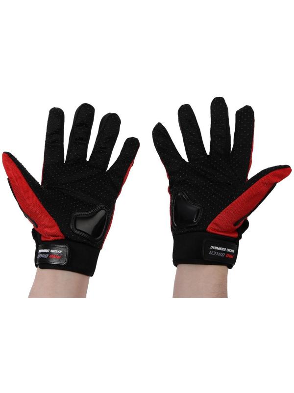 Перчатки мотоциклетные с защитными вставками, пара, размер L, красный