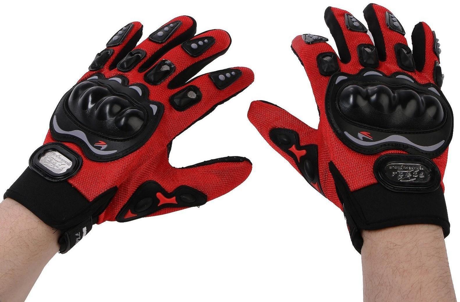 Перчатки мотоциклетные с защитными вставками, пара, размер XL, красный