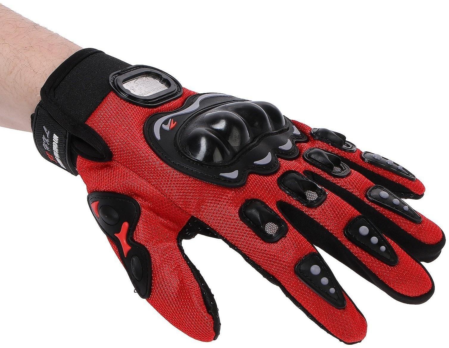 Перчатки мотоциклетные с защитными вставками, пара, размер XL, красный