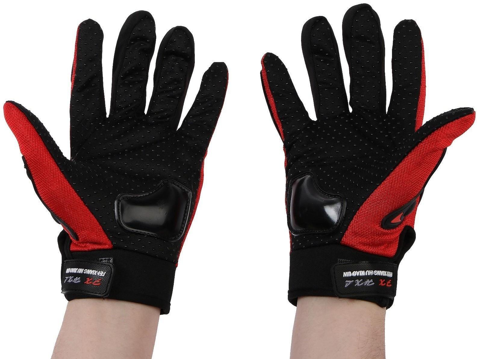 Перчатки мотоциклетные с защитными вставками, пара, размер XL, красный