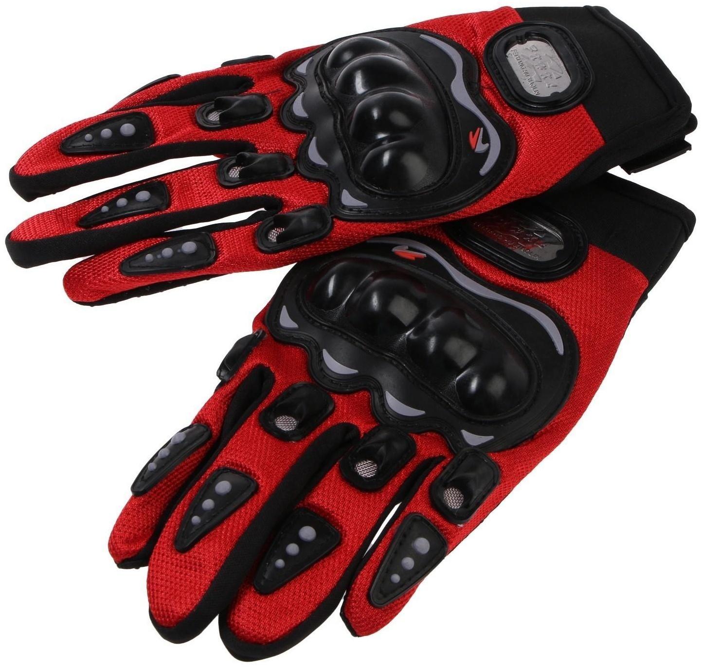 Перчатки мотоциклетные с защитными вставками, пара, размер XL, красный