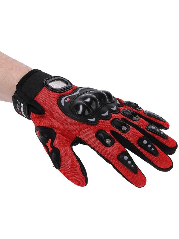 Перчатки мотоциклетные с защитными вставками, пара, размер XL, красный