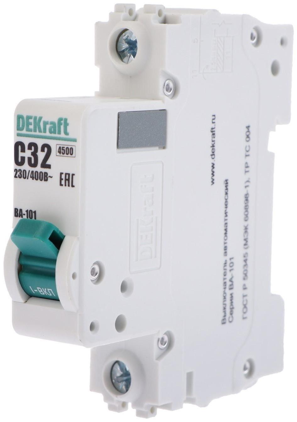 Выключатель автоматический SE DEKraft ВА-101, 1 полюс, С, 32 А, 4.5 кА, 11057DEK