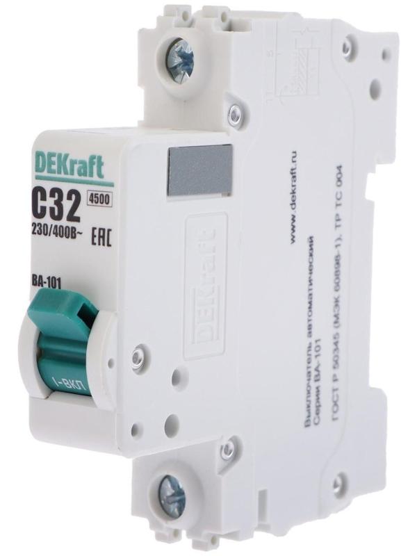 Выключатель автоматический SE DEKraft ВА-101, 1 полюс, С, 32 А, 4.5 кА, 11057DEK