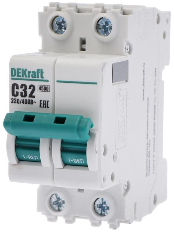 Выключатель автоматический SE DEKraft ВА-101, 2 полюса, С, 32 А, 4.5 кА, 11069DEK
