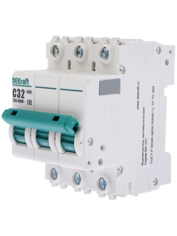 Выключатель автоматический SE DEKraft ВА-101, 3 полюса, С, 32 А, 4.5 кА, 11081DEK