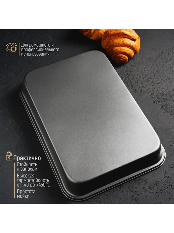 Противень Доляна «Прямоугольник. Жаклин», 34×24×5 см, антипригарное покрытие, цвет чёрный