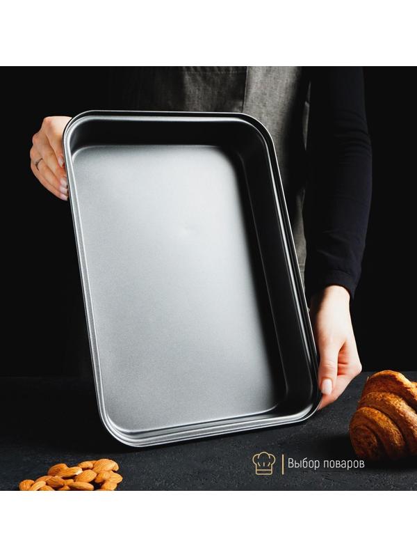 Противень Доляна «Прямоугольник. Жаклин», 34×24×5 см, антипригарное покрытие, цвет чёрный