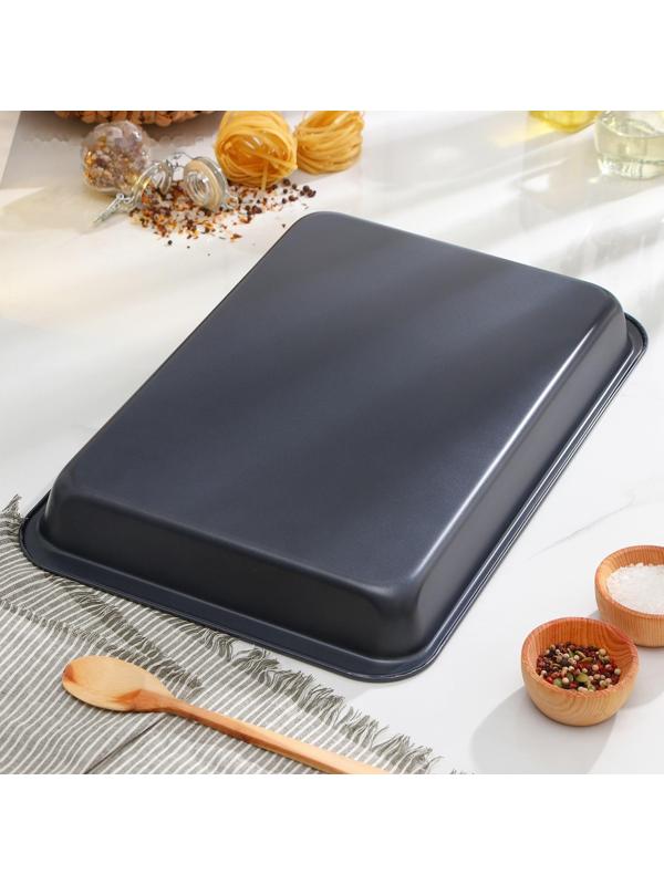 Противень Доляна «Прямоугольник. Жаклин», 47,5×31,5×5 см, антипригарное покрытие, цвет чёрный