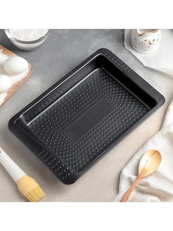 Противень Доляна «Прямоугольник. Вдохновение», 33×21,5×4 см, антипригарное покрытие, цвет чёрный