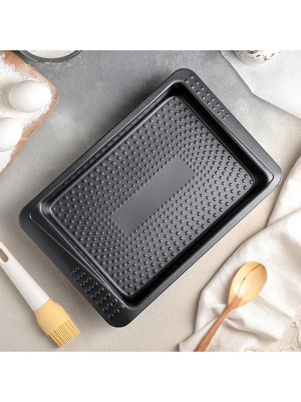 Противень Доляна «Прямоугольник. Вдохновение», 33×21,5×4 см, антипригарное покрытие, цвет чёрный