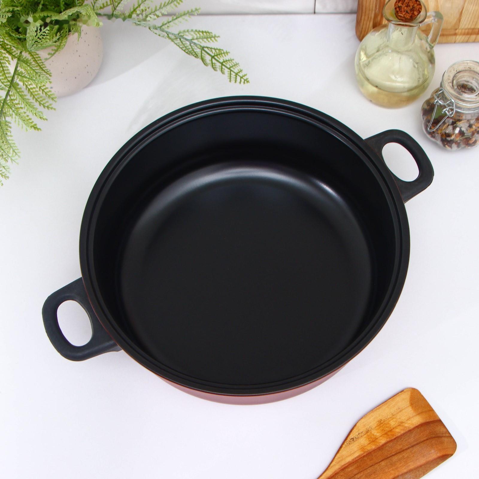 Кастрюля «Ренард», 4 л, стеклянная крышка, сетка фри 26×9 см, антипригарное покрытие, цвет красный