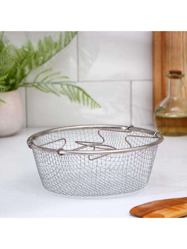 Кастрюля «Ренард», 4 л, стеклянная крышка, сетка фри 26×9 см, антипригарное покрытие, цвет красный