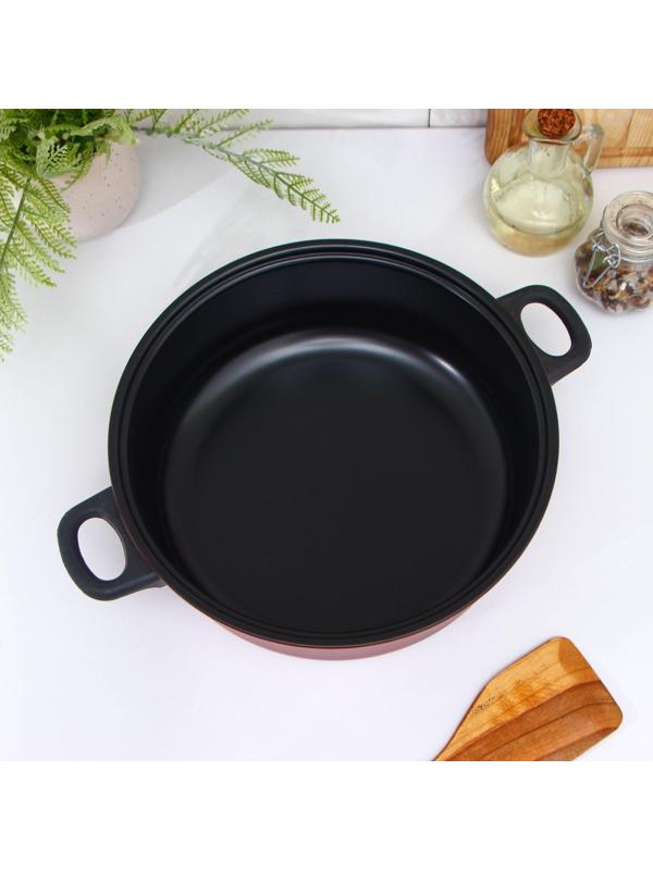 Кастрюля «Ренард», 4 л, стеклянная крышка, сетка фри 26×9 см, антипригарное покрытие, цвет красный