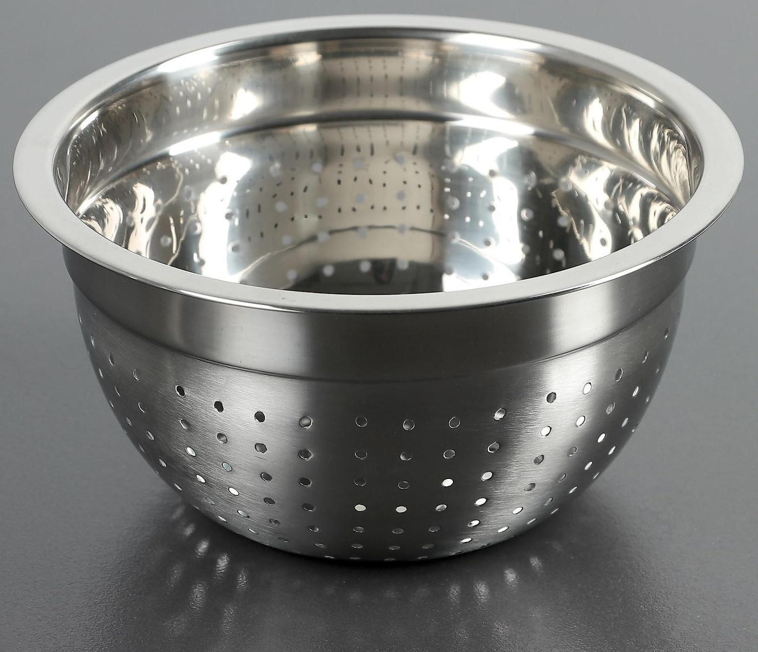 Дуршлаг из нержавеющей стали, d=18 см, без ручек