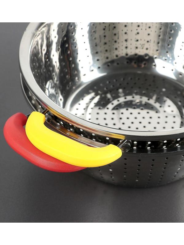Дуршлаг из нержавеющей стали «Эдвин», d=22 см, две пластиковые ручки, цвет МИКС