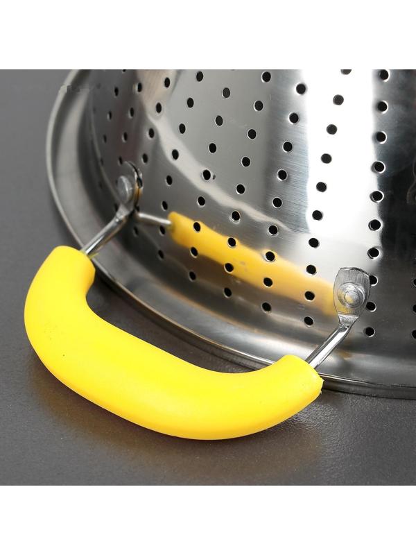 Дуршлаг из нержавеющей стали «Эдвин», d=22 см, две пластиковые ручки, цвет МИКС