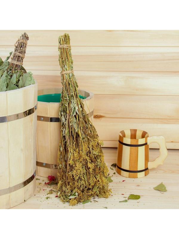 Веник для бани 45 (+-5) см ТРАВЯНОЙ из таволги, в индивидуальной упаковке