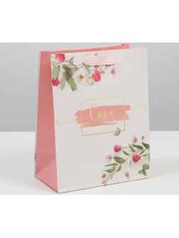 Пакет ламинированный горизонтальный «Любовь дарит счастье», MS 23 × 18 × 8 см