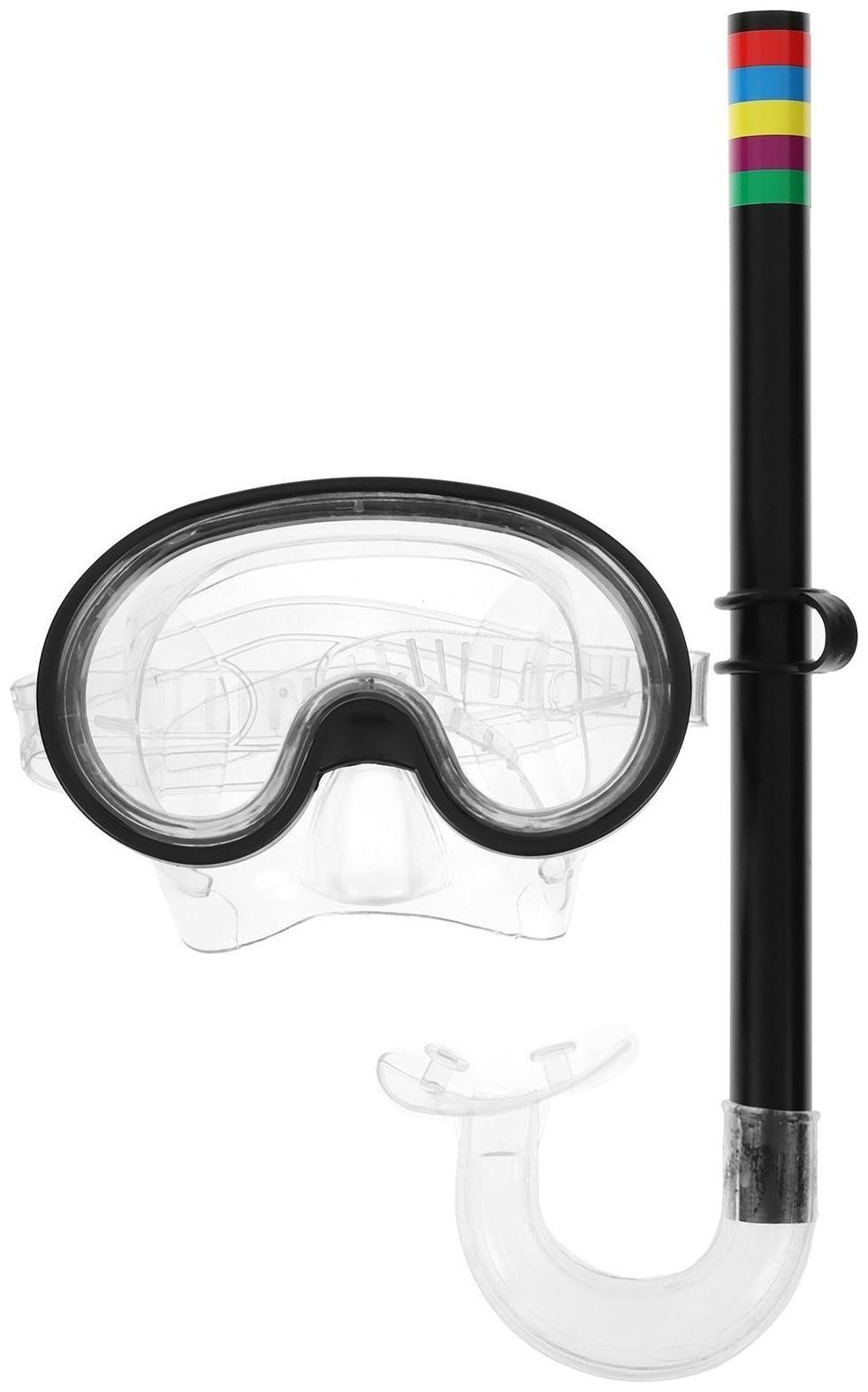 Маска и трубка для плавания детская, цвета микс