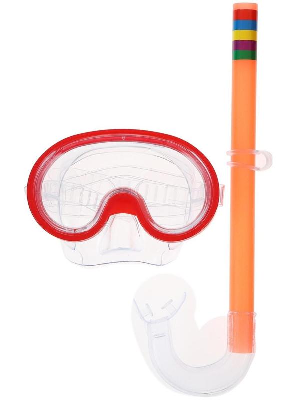 Маска и трубка для плавания детская, цвета микс