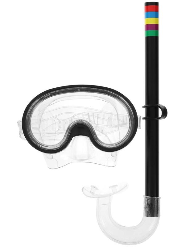 Маска и трубка для плавания детская, цвета микс