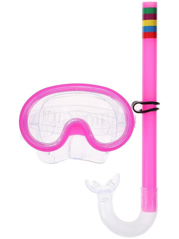 Маска и трубка для плавания детская, цвета микс