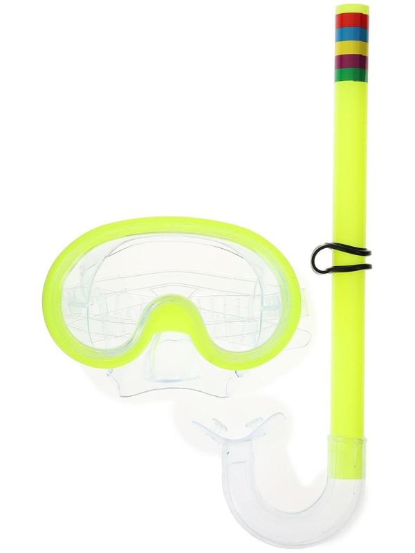 Маска и трубка для плавания детская, цвета микс