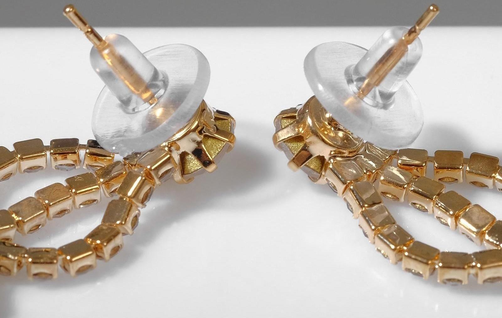 Серьги висячие со стразами 