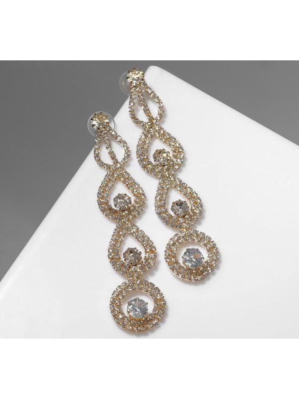 Серьги висячие со стразами 