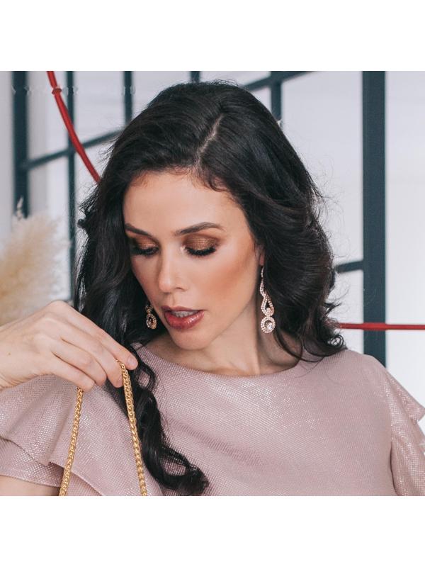 Серьги висячие со стразами 