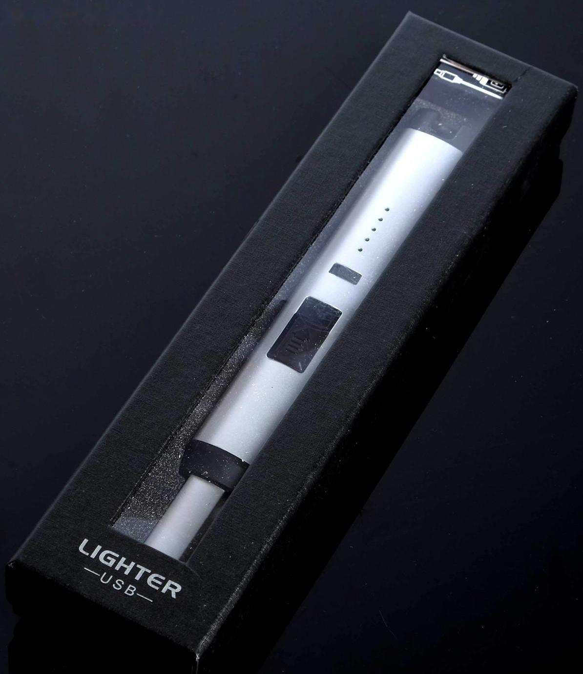 Зажигалка электронная, кухонная, USB, серебристая, 23 х 2.5 х 1.5 см