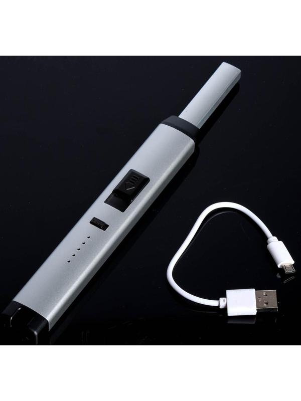 Зажигалка электронная, кухонная, USB, серебристая, 23 х 2.5 х 1.5 см