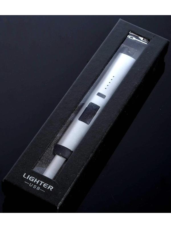 Зажигалка электронная, кухонная, USB, серебристая, 23 х 2.5 х 1.5 см