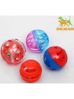Набор из 4 шариков для кошек, микс цветов