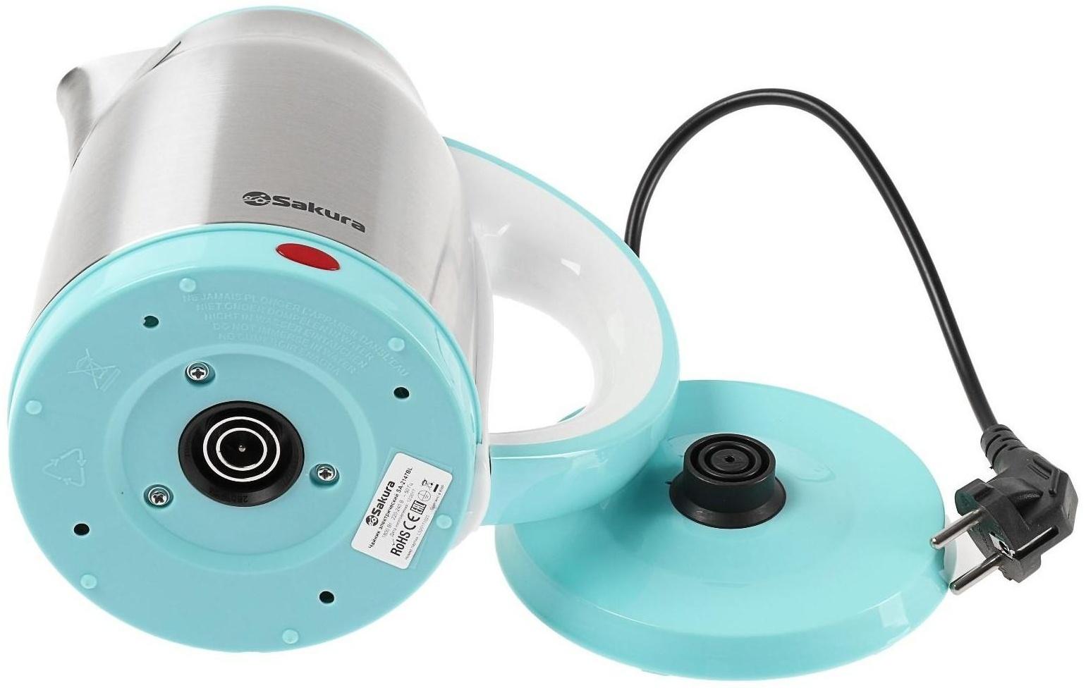 Чайник электрический Sakura SA-2147BL, металл, 1.8 л, 1800 Вт, голубой