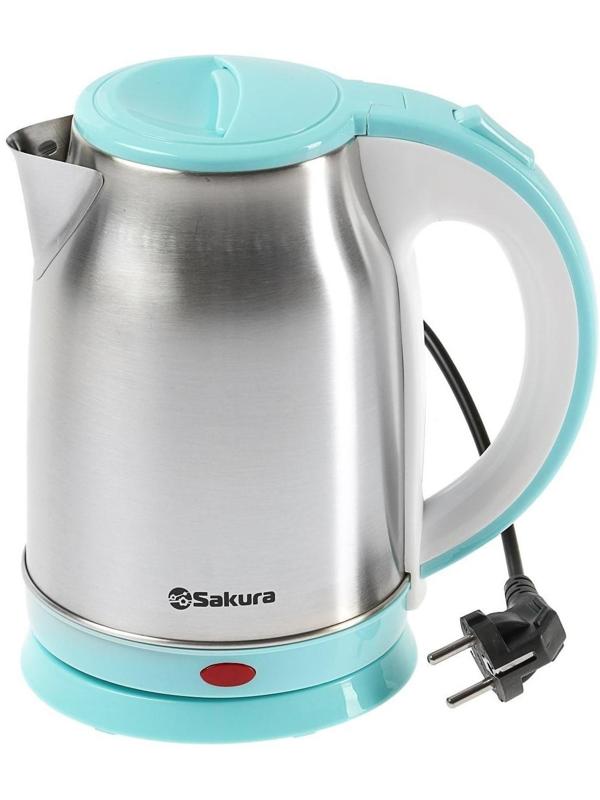 Чайник электрический Sakura SA-2147BL, металл, 1.8 л, 1800 Вт, голубой