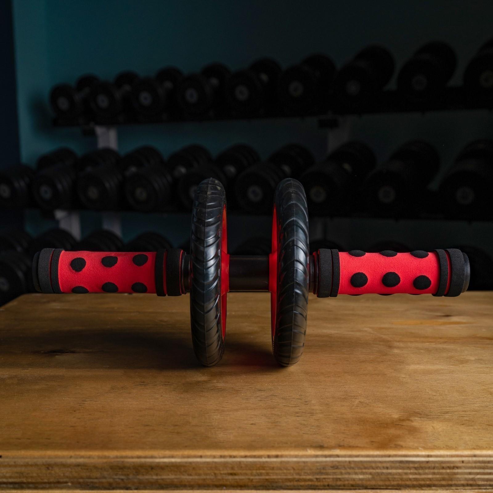 Ролик для пресса, 2 колеса, с ковриком, цвета микс