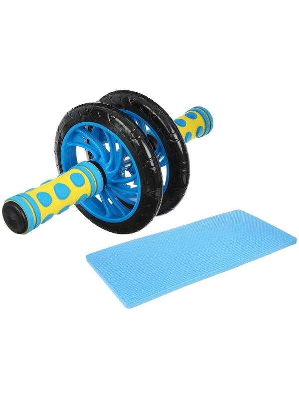 Ролик для пресса, 2 колеса, с ковриком, цвета микс