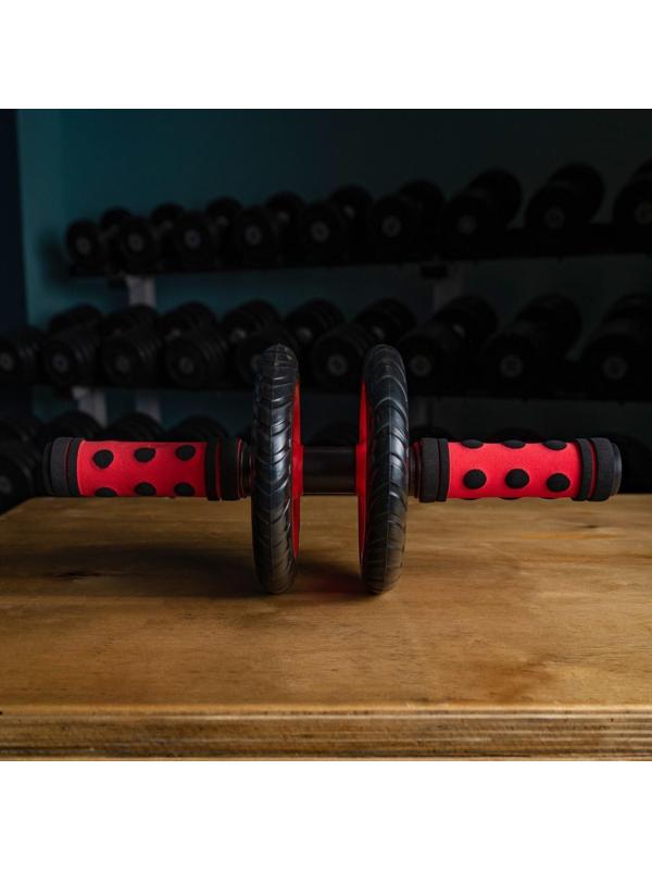 Ролик для пресса, 2 колеса, с ковриком, цвета микс