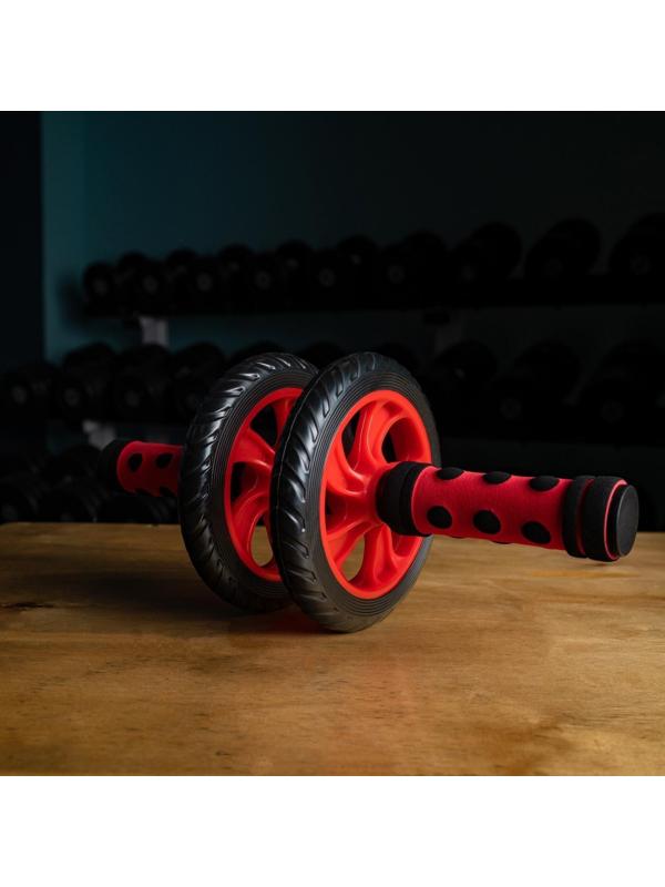 Ролик для пресса, 2 колеса, с ковриком, цвета микс