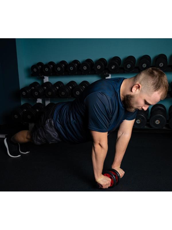 Ролик для пресса, 2 колеса, с ковриком, цвета микс