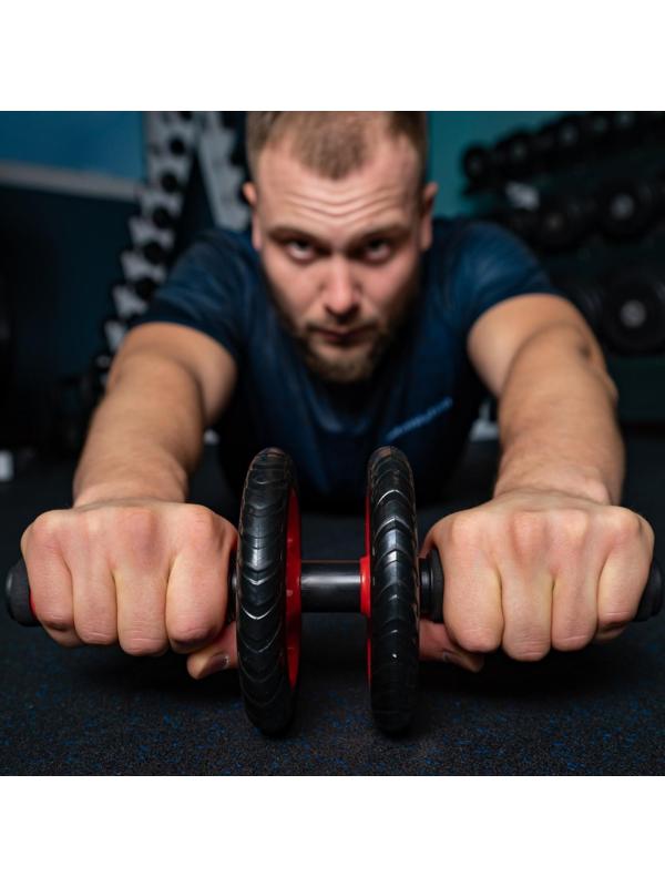 Ролик для пресса, 2 колеса, с ковриком, цвета микс