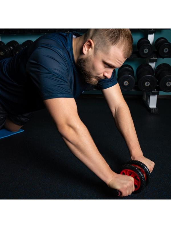 Ролик для пресса, 2 колеса, с ковриком, цвета микс