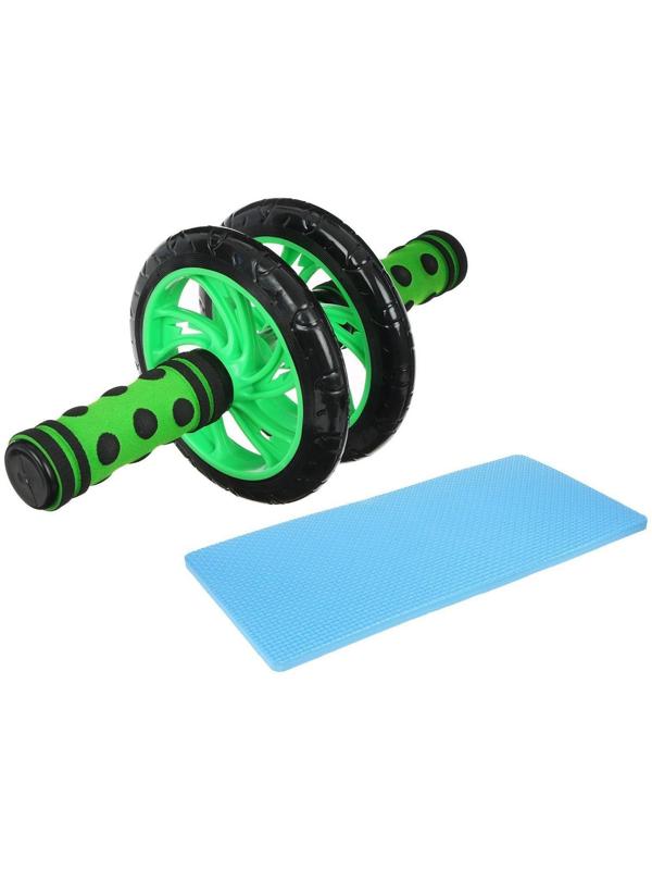 Ролик для пресса, 2 колеса, с ковриком, цвета микс