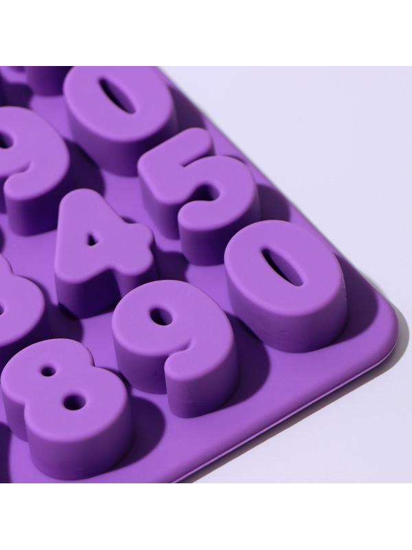 Форма для льда и кондитерских украшений Доляна «Цифры», 16×16×2 см, силикон, 20 ячеек, цвет МИКС