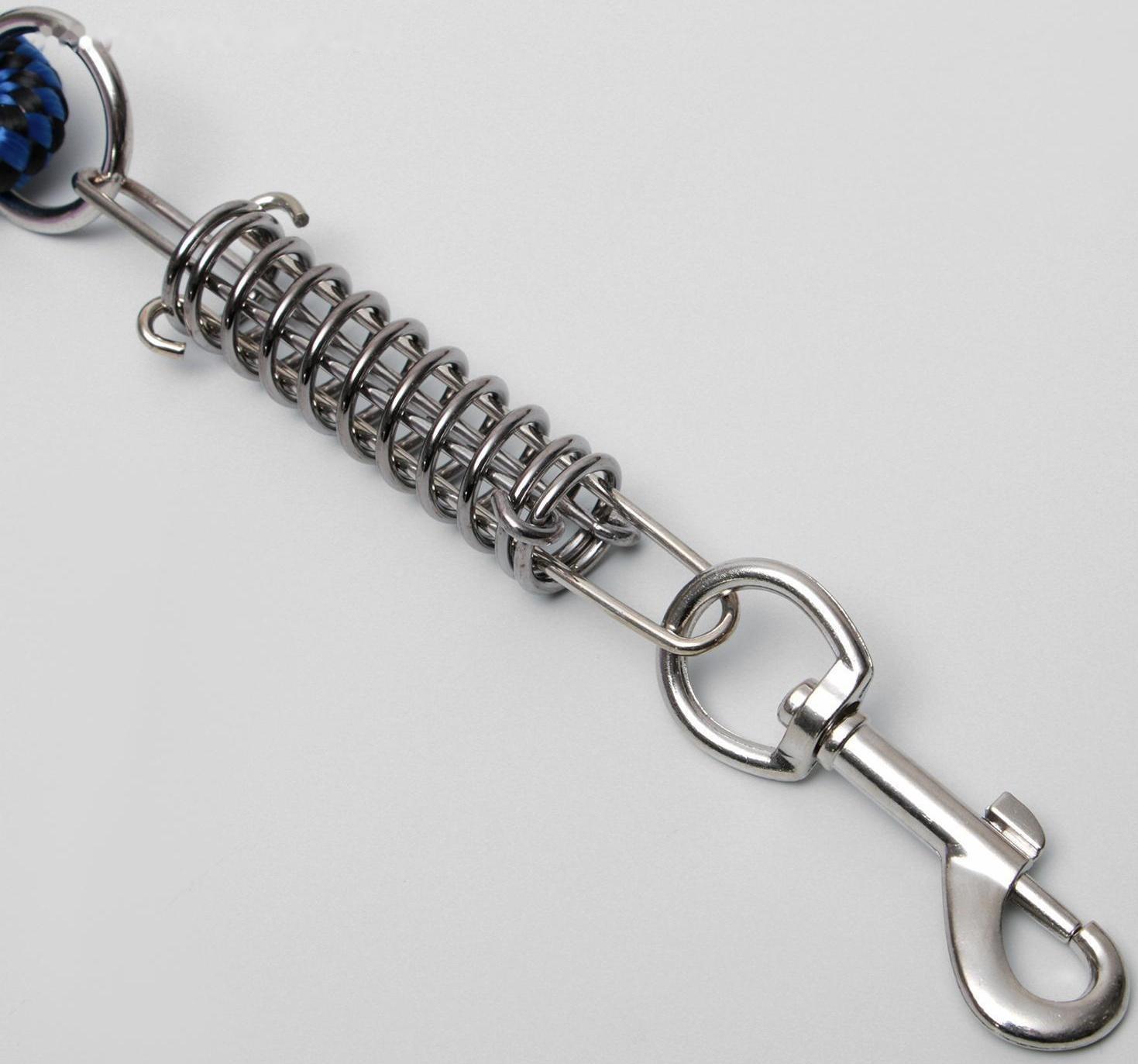 Поводок усиленный с амортизатором от рывка, 120 х 1,2 см, чёрно-синий