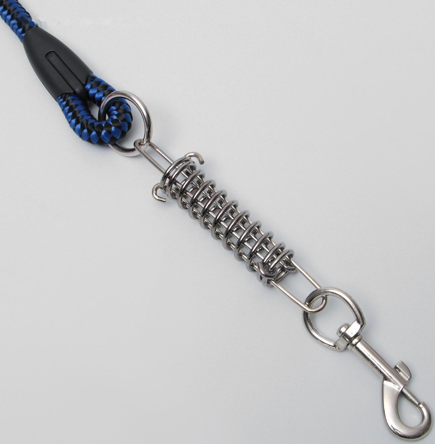 Поводок усиленный с амортизатором от рывка, 120 х 1,2 см, чёрно-синий